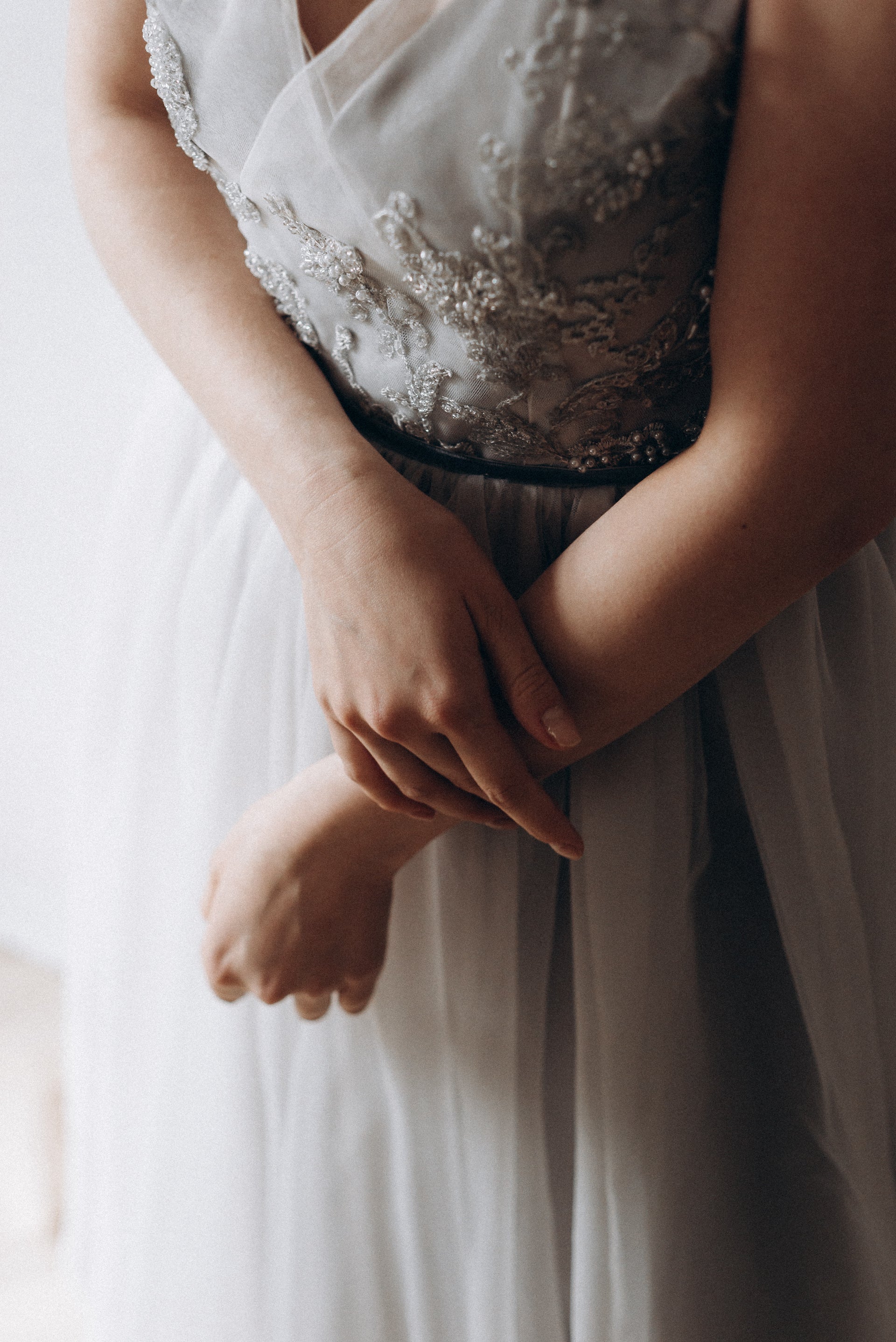 "Elsa" Gray Tulle Non-corset Wedding Dress