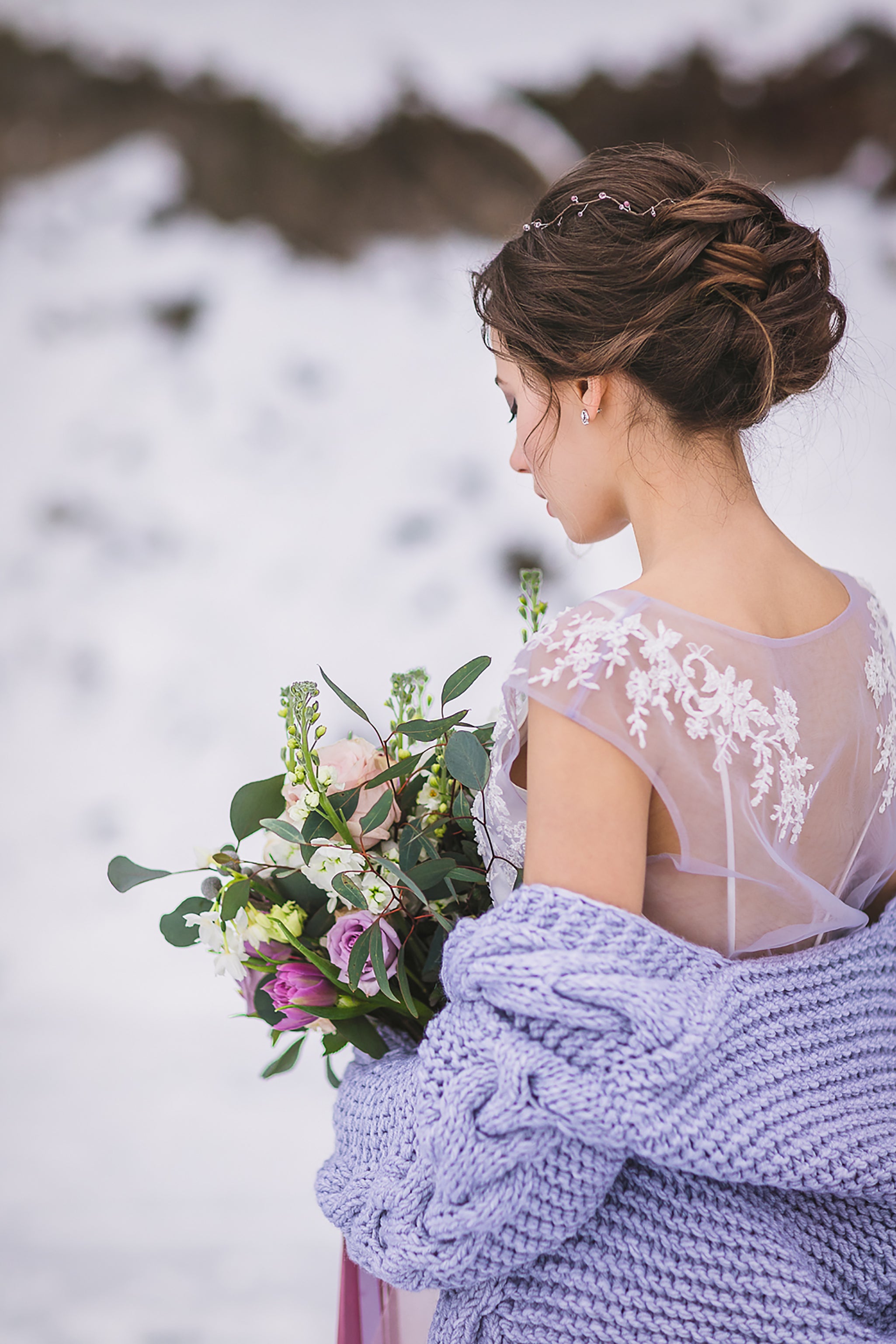 violet lace wedding dress