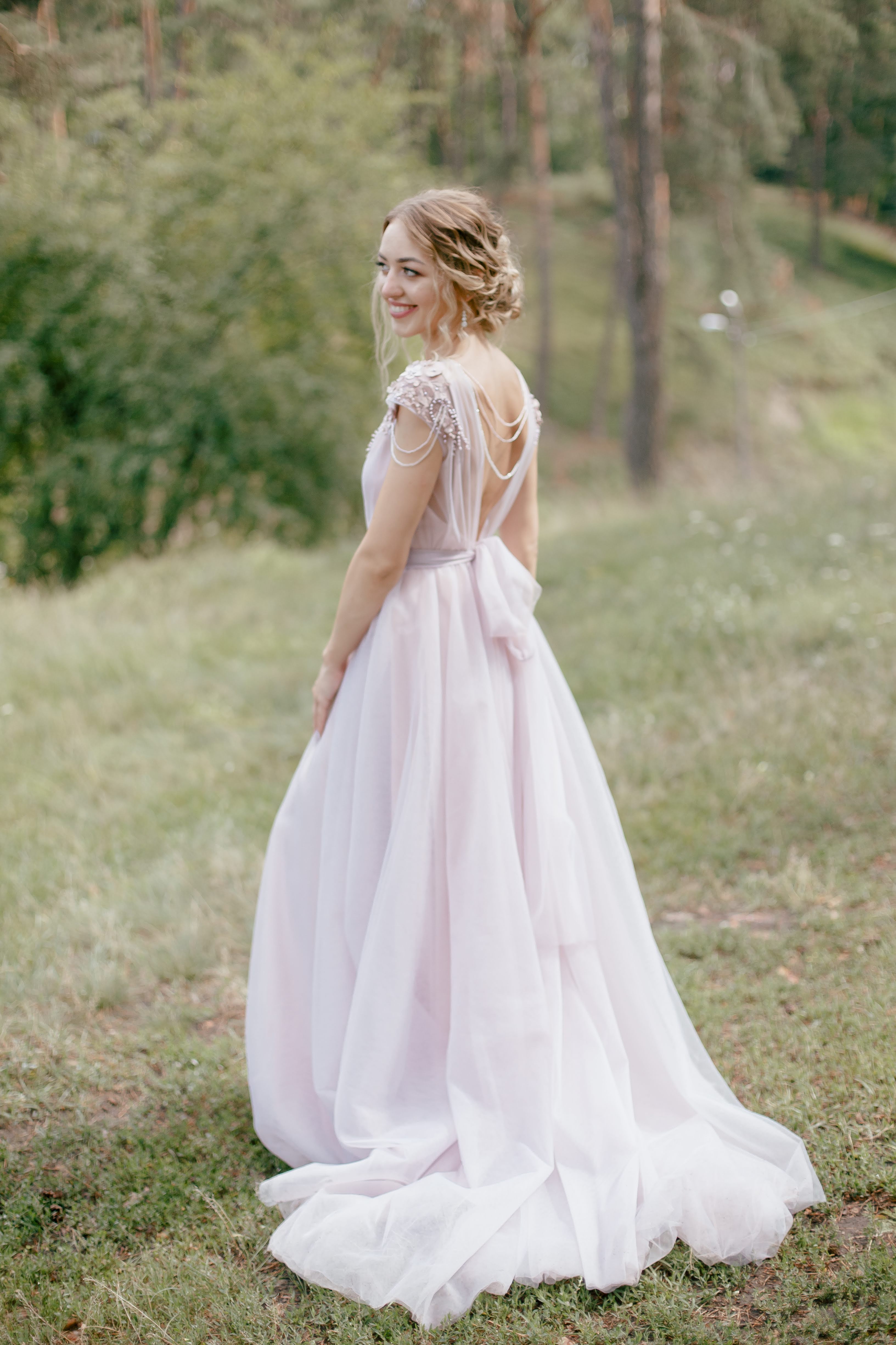 floral wedding dress long train