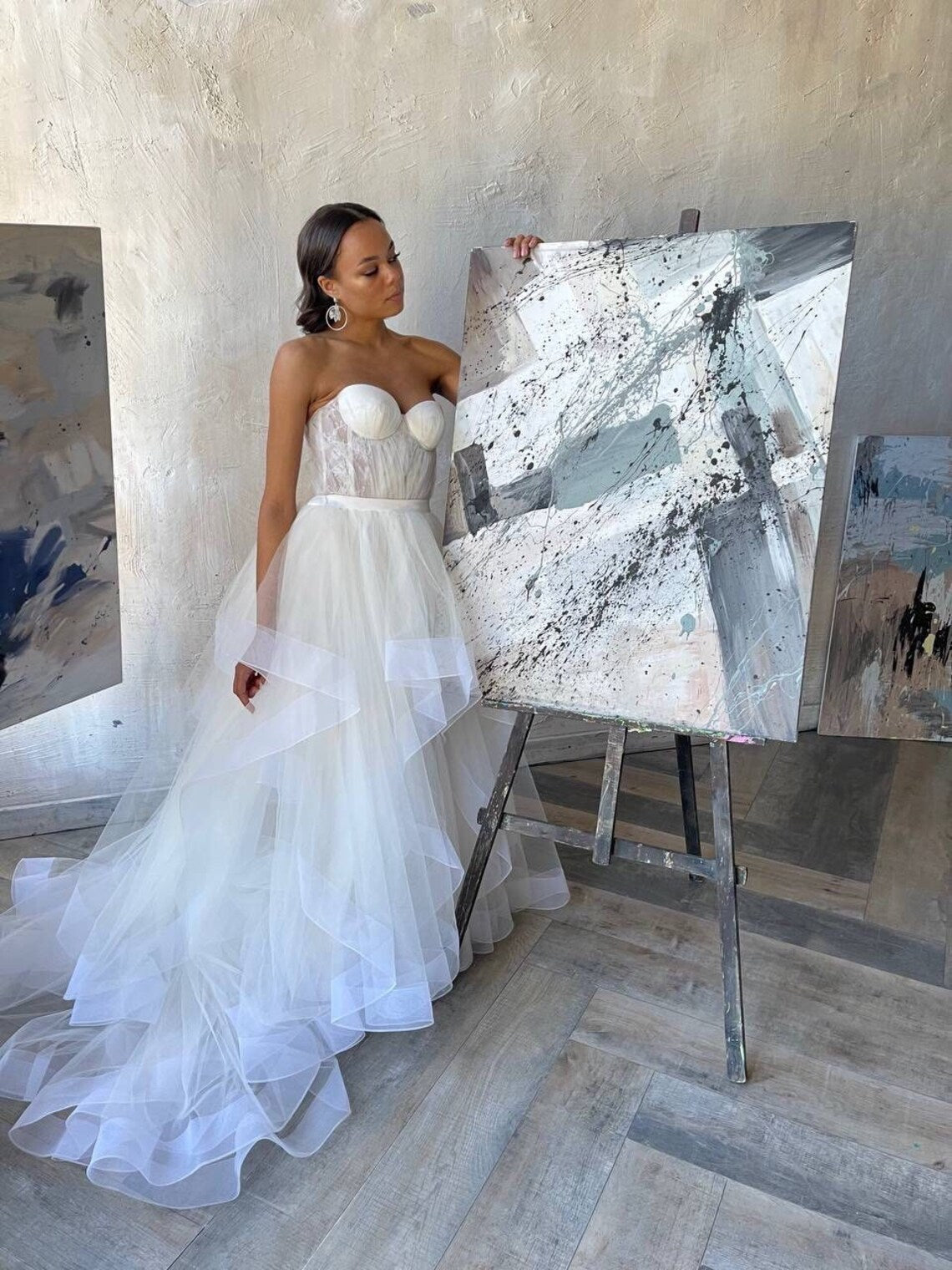 Ivory Tulle Layered Horsehair Wedding Skirt