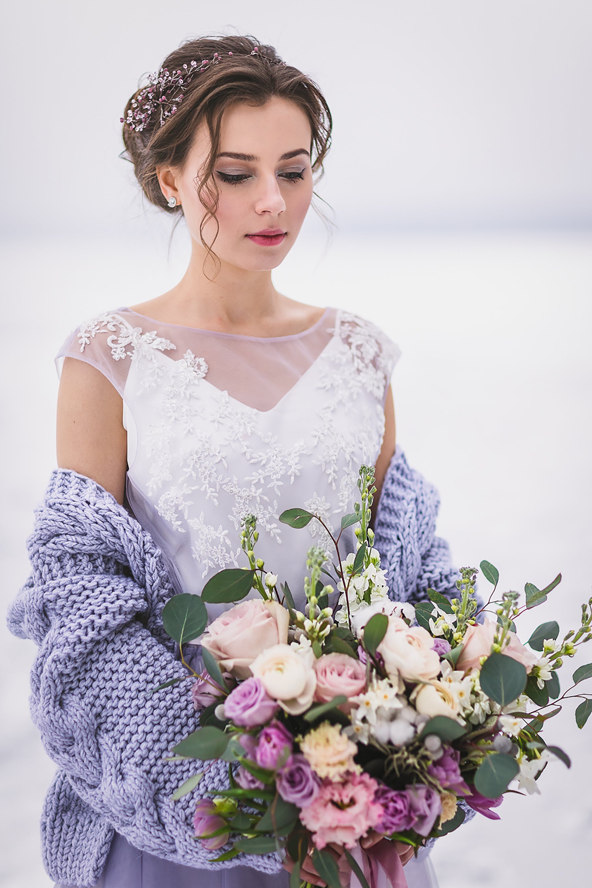 embroidery purple wedding dress