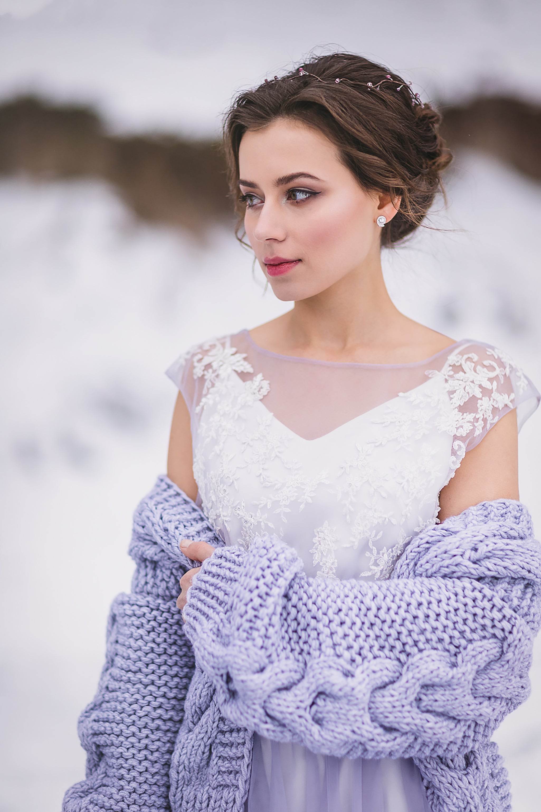 purple tulle wedding dress