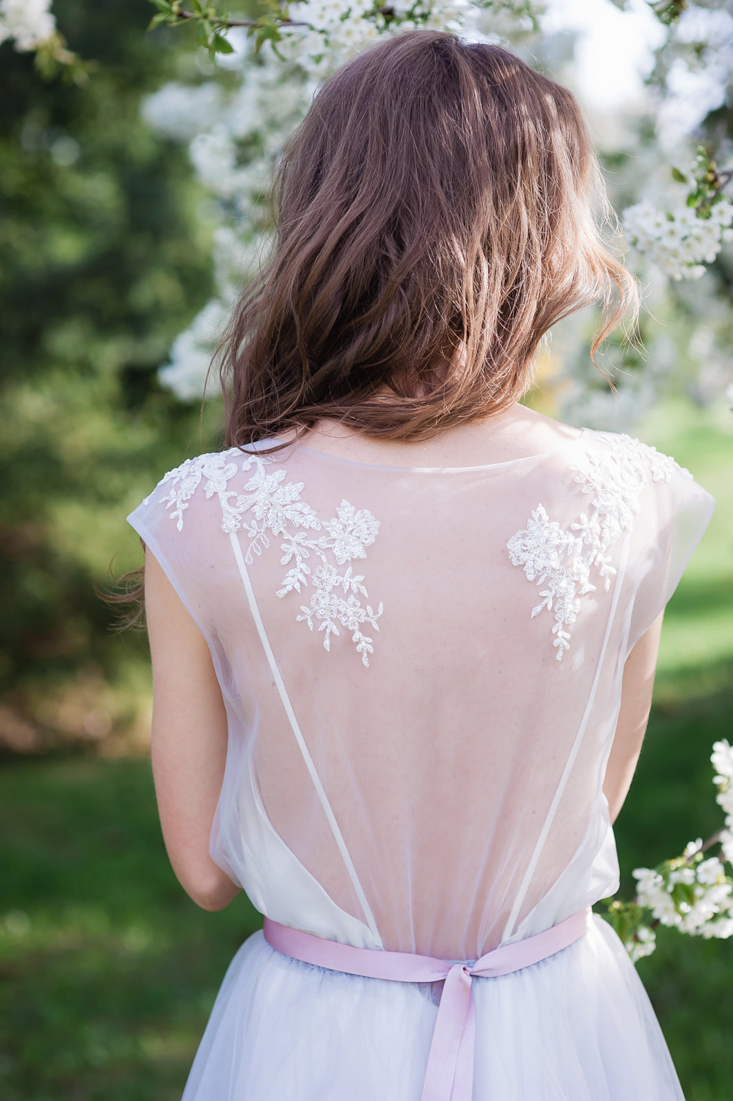 purple wedding dress with transparent back