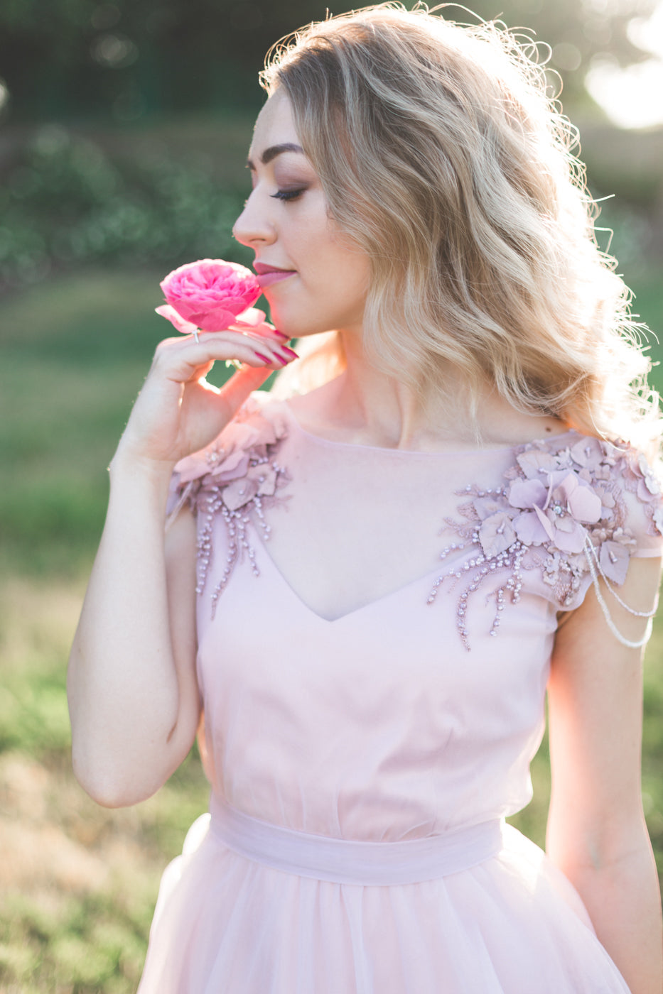 embroidered flower wedding dress