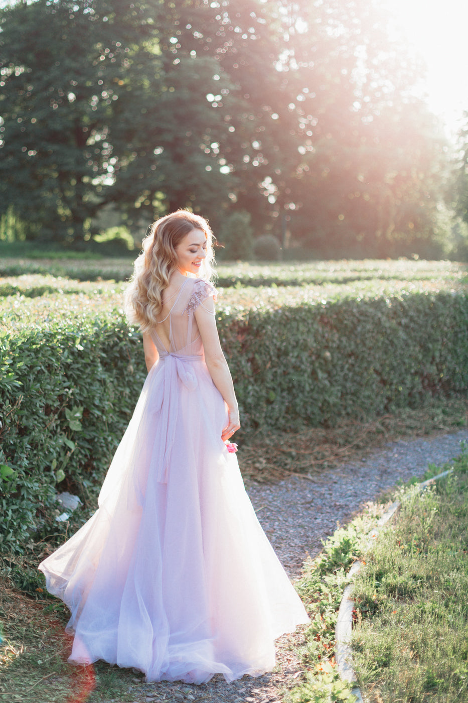 lavander tulle wedding dress