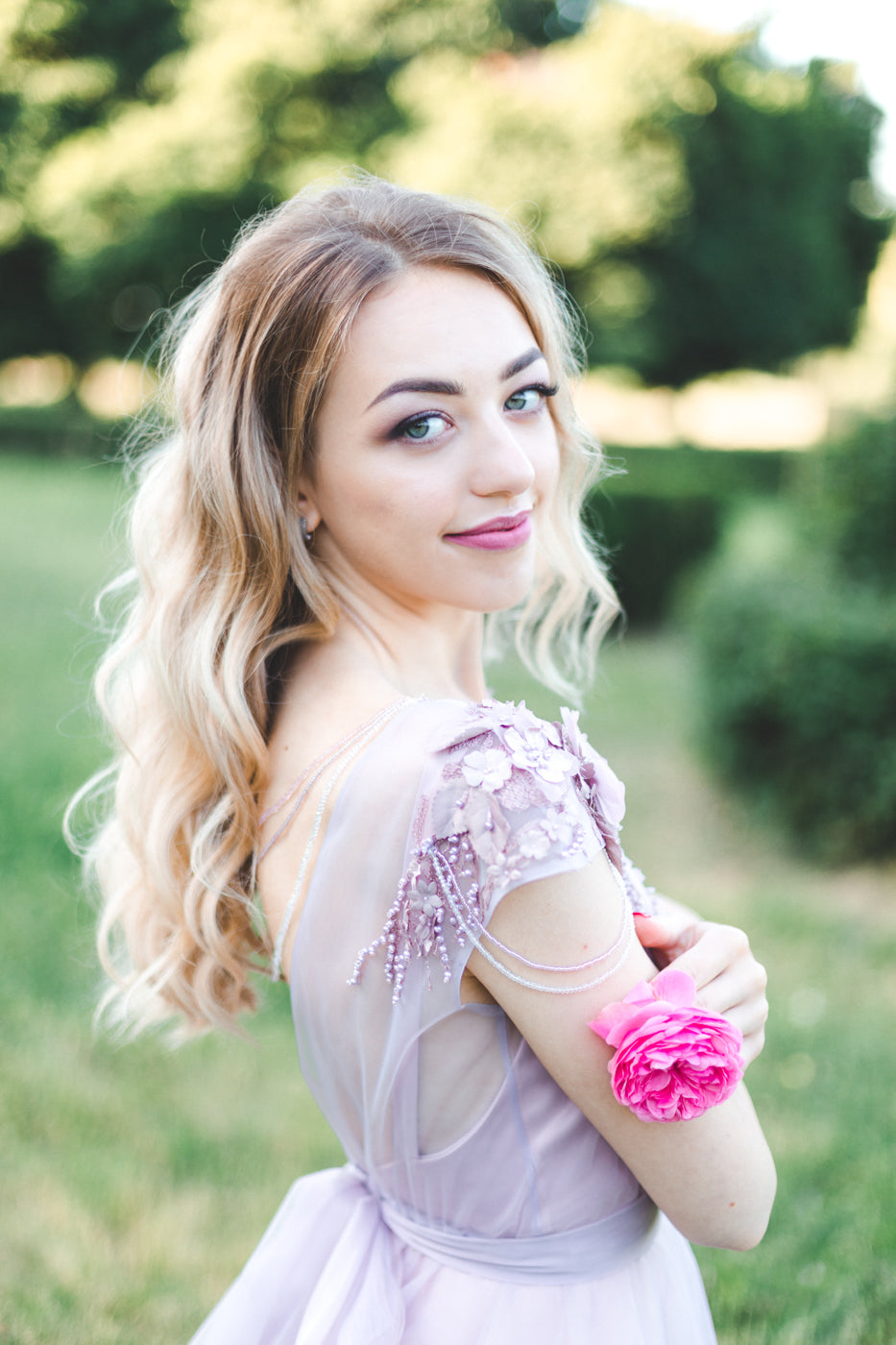 floral applique wedding dress